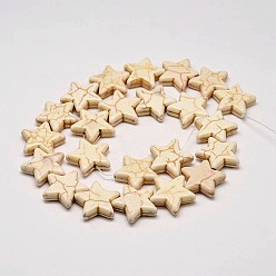 Beige Dyed Synthetic Turquoise Bead Strands, Star, Beige, 14x15x5mm, Hole: 1mm, about 21pcs/strand, 15.6 inch