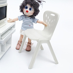 White Chair Shape Plastic Miniature Ornaments, Micro Landscape Home Dollhouse Accessories, Pretending Prop Decorations, White, 60x105mm