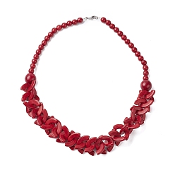 (123L) Белый крем непрозрачный блеск Ожерелья-нагрудники из окрашенной синтетической бирюзы и бисера, с железными застежками, огнеупорный кирпич, 21.65 дюйм (55 см)