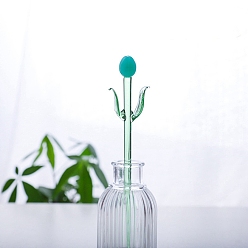 Turquoise Handmade Glass Flower Decoration, Glass Vase Arrangement Ornament, Turquoise, 180x17mm