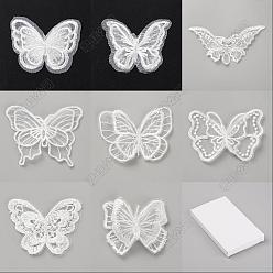 Белый 40шт. 8 стили полиэстер бабочка, аксессуары для украшения своими руками, белые, 40~65x51~115x1~2 мм, 5 шт / стиль