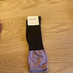 Medium Purple Cotton Knitting Socks, Two Tone Long Winter Warm Thermal Socks, Medium Purple, 330x90mm