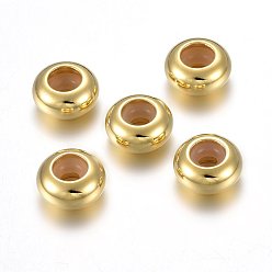 Golden 201 Stainless Steel Beads, with Rubber Inside, Slider Beads, Stopper Beads, Rondelle, Golden, 8x4mm, Hole: 3.5mm, Rubber Hole: 2.2mm