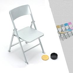 Silver Plastic Dolls Folding Chair, Miniature Furniture Toys, for American Girl Doll Dollhouse Decoration, Silver, 210x110x30mm