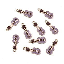 Medium Purple Alloy Enamel Pendants, Light Gold, Guitar, Medium Purple, 23x9x2mm, Hole: 2.2mm