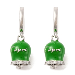 Зеленый Женские серьги-кольца из латуни и эмали, без свинца и без кадмия, реальный 18 k позолоченный, зелёные, 30 мм