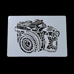 Others Plastic Hollow Out Drawing Painting Stencils Templates, for Painting on Scrapbook Fabric Tiles Floor Furniture Wood, Camera, 291x210x0.3mm