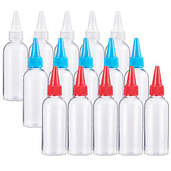 Mixed Color BENECREAT 3 Colors Plastic Empty Bottle for Liquid, Pointed Mouth Top Cap, Mixed Color, 13.4x3.75cm, Capacity: 80ml(2.7 fl. oz), 5pcs/color, 15pcs/set