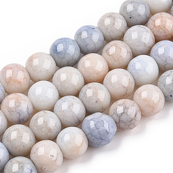 Blanched Almond Opaque Crackle Glass Round Beads Strands, Imitation Stones, Round, Blanched Almond, 8~9mm, Hole: 1.5mm, about 104~106pcs/strand, 30.31~31.10 inch(77~79cm)