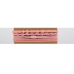 Pink Bohemian Style Cloth Elastic Hair Ties, for Girls or Women, Pink, 180mm, 4pcs/set