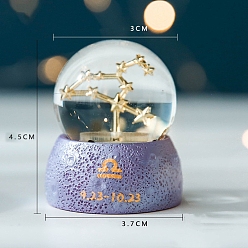 Libra Zodiac Gifts, Constellations Snow Globe, Crystal Sphere House Gifts Desktop Decor, Crystal Ball Birthday Present with Base, Libra, 45x30x37mm
