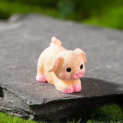 Pig Resin Animal Figurines Display Decorations, Micro Landscape Happy Farm Decoration., Pig, 15~32x10~39mm