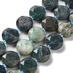 Chrysocolle Chapelets de perles chrysocolla naturelles , avec des perles de rocaille, coupe hexagonale facettée, plat rond, teint, 12~12.5x5~6mm, Trou: 1.2~1.4mm, Environ 27~29 pcs/chapelet, 15.55~15.75 inck(§cm)