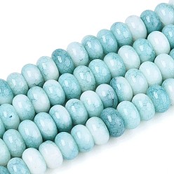 Himmelblau Glasperlen Stränge, Imitation von Edelsteinen, Rondell, gefärbt, Himmelblau, 8~8.5x4.5~5 mm, Bohrung: 1~1.2 mm, ca. 155~159 Stk. / Strang, 30.12~31.30 Zoll (76.5~79.5 cm)