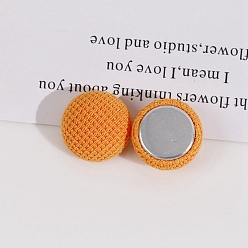 Orange Cloth Fabric Cabochons,  Ornament Accessories, with Metal Finding, Half Round, Orange, 18x10mm