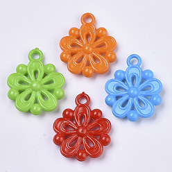 Mixed Color Opaque Acrylic Pendants, Flower, Mixed Color, 27.5x22x5.5mm, Hole: 3mm, about 600pcs/500g