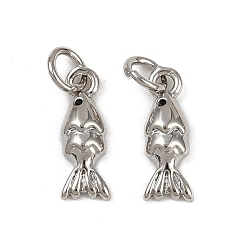 Платина Латунные микро проложить кубического циркония прелести, рыба, с целью перехода в кольце, долговечный, без кадмия и без свинца, стойки покрытие, платина, 14x5x3 мм, отверстие : 3 мм