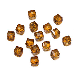 Sienna Transparent Acrylic Beads, Faceted Cube, Sienna, 8x8x8mm, Hole: 1.5mm, 50pcs/bag