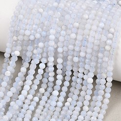 Синий Кружевый Агат Натуральный голубой кружевной агат бисер нитей, граненые, круглые, класс А, 3~3.5 мм, отверстие : 1 мм, около 126 шт / нитка, 15.43'' (39.2 см)