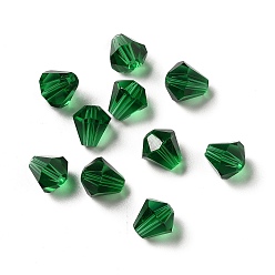 Dark Green Glass Imitation Austrian Crystal Beads, Faceted, Diamond, Dark Green, 8x7.5mm, Hole: 0.9mm