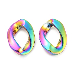 Rainbow Color 304 нержавеющей стали связывающий кольца, витых овальных, Радуга цветов, 19x14x3.5 мм, внутренний диаметр: 11x7 мм