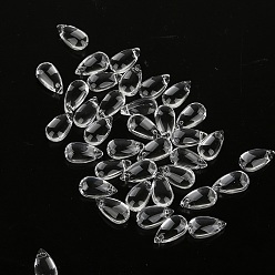 Clair 5pcs perles de verre tchèques transparentes, top foré, larme, clair, 14x8mm, Trou: 1mm