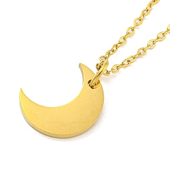 Луна 304 подвесные из нержавеющей стали ожерелья, бордюрные цепи, реальный 18 k позолоченный, луна, 17.80x0.39 дюйм (45.2x1 см)