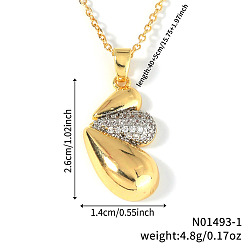 Золотой Модное латунное ожерелье с кубическим цирконием, идеальный подарок на день святого валентина, teardorp, золотые, 15.75 дюйм (40 см)