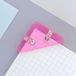 Ярко-Розовый Непрозрачные пластиковые угловые зажимы для книг, угол страницы, треугольник с железными находками, для офисных школьных принадлежностей, ярко-розовый, 40x40 мм