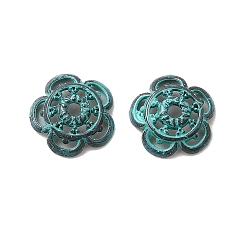 Античный Бронзовый Зеленый Цветок латуни крышки шарика, стойки покрытие, без кадмия, без никеля и без свинца, долговечный, античная бронза и зеленая патина, 10.5x3 мм, отверстие : 1.6 мм