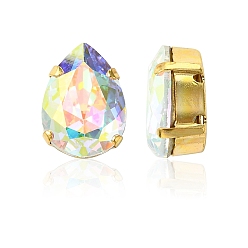 00030 200 Crystal AB Пришивные чашки preciosa® maxima crystal, многожильных ссылки, чешский хрусталь, с настройками латуни, 719 37 418 груша в стиле барокко, золотые, 00030 200 кристалл аб, 18x13 мм