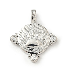 Платина Кулон из циркония, Восход, долговечный, без кадмия и без свинца, стойки покрытие, платина, 22.5x19x2.8 мм, отверстие : 4x3 мм