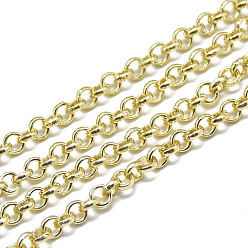 Light Gold Aluminium Rolo Chains, Belcher Chain, with Spool, Unwelded, Light Gold, 4x1mm, about 164.04 Feet(50m)/roll