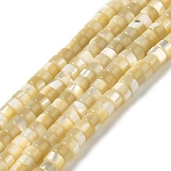 Wheat Natural Trochus Shell Beads Strands, Disc, Heishi Beads, Wheat, 4x2~2.5mm, Hole: 0.9mm, about 161pcs/strand, 15.55''(39.5cm)