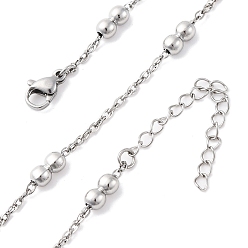 Нержавеющая Сталь Цвет 304 ожерелья из двойной круглой веревочной цепи из нержавеющей стали, цвет нержавеющей стали, 17.95 дюйм (45.6 см)