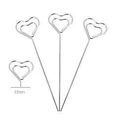 Серебро Спиральный клип для заметок с железным сердцем, подставка для заметок для сообщений, для свадебного оформления, серебряные, 130x33x1.5 мм