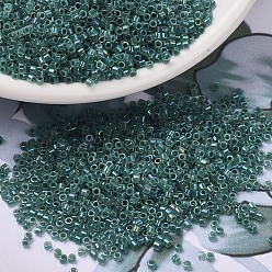 (DB1768) Опаловый AB с Зеленой Полосой Бусины miyuki delica, цилиндр, японский бисер, 11/0, (дб 1768) лес опал зеленый, 1.3x1.6 мм, отверстие : 0.8 мм, Около 2000 шт / 10 г