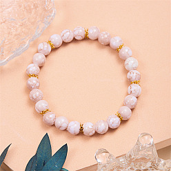 Neige Bracelets extensibles en perles rondes en acrylique, neige, 7-1/8 pouce (18 cm)