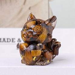 Тигровый глаз Натуральные украшения для выставки скульптур тигрового глаза, или украшение рабочего стола домашнего офиса, лиса, 35x40 мм