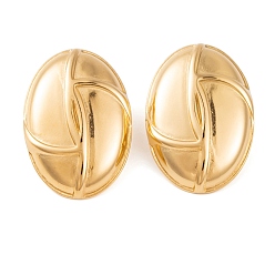 Золотой Овальные серьги-гвоздики из нержавеющей стали с ионным покрытием (IP) для женщин, золотые, 304 мм