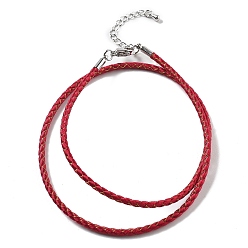 Малиновый Изготовление плетеных ожерелий из полиэфирного шнура, с латунной фурнитурой , нержавеющая сталь застежками, долговечный, платина, малиновый, 18-3/4 дюйм (47.5 см)