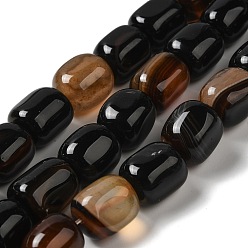 Black Natural Agate Beads Strands, Dyed & Heated, Column, Black, 15~16x11.5~13x11~13mm, Hole: 1.6mm, about 12pcs/strand, 7.17~7.28''(18.2~18.5cm)