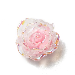 Pink Transparent Resin Cabochons, Flower, AB Color Plated, Pink, 24x20x8mm