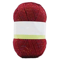 Dark Red Acrylic Fibers & Polyester Yarn, with Golden Silk Thread, for Weaving, Knitting & Crochet, Dark Red, 2~2.5mm
