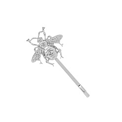 silver Insect-themed Metal Hair Clip for Women with Bee and Butterfly Design