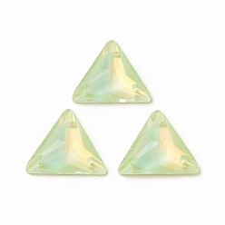 Light Green Mocha Effect Triangle Shape Sew on Rhinestone, K5 Glass Rhinestone, Multi-Strand Link, Plated Flat Back, Sewing Craft Decoration, Light Green, 22x25x7mm, Hole: 1mm