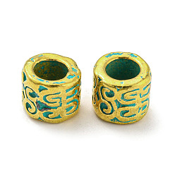 Golden & Green Patina Alloy Beads, Column, Golden & Green Patina, 7x8mm, Hole: 1.8mm