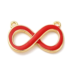 Красный Латунь эмаль подвески, прелести бесконечности, стойки покрытие, долговечный, без кадмия и без свинца, реальный 18 k позолоченный, красные, 9.5x16x2 мм, отверстие : 1 мм