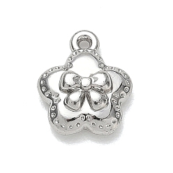 Platine Pendentif en alliage , breloques fleurs et nœuds papillon, platine, 13x11x4mm, Trou: 1mm
