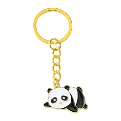 Золотой Брелок из эмалевого сплава, с железной фурнитурой, панда, золотые, 7.9 см, Кулон : 27 мм